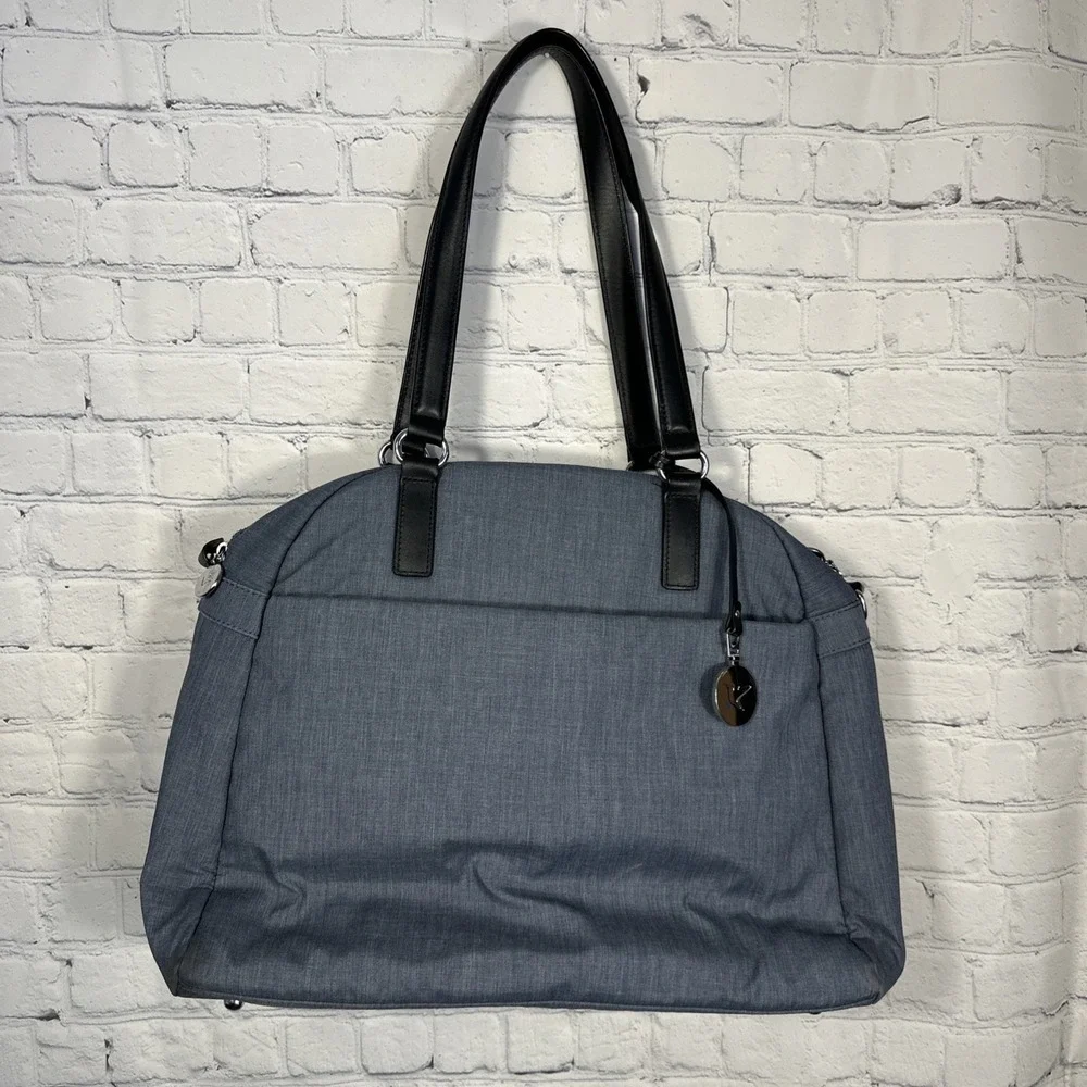 Lo‎ & Sons O.G. Blue Travel Messenger Carry On Bag Gray Interior Silver Hardware